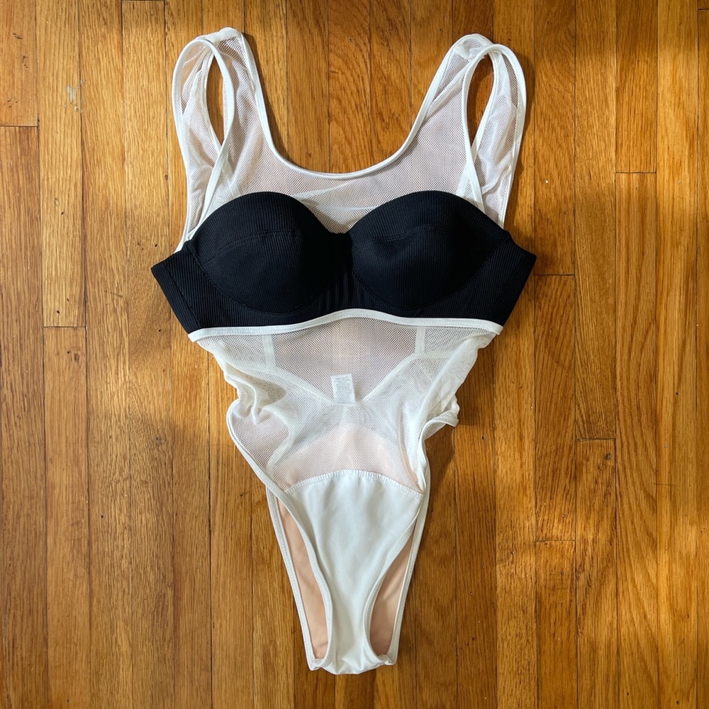 Minimale Animale Bustier Illusion Mesh One Piece Swimsuit